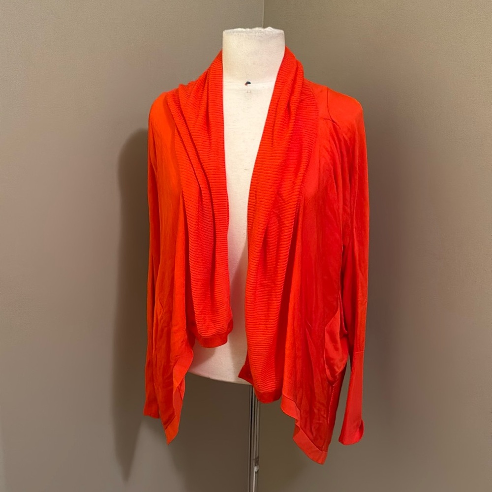 Tristan Orange Cardigan Sweater Side Pockets Size 2